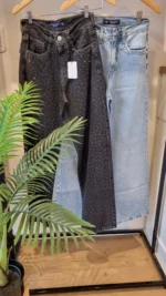 Jean Negro Wide Leg con Brillo