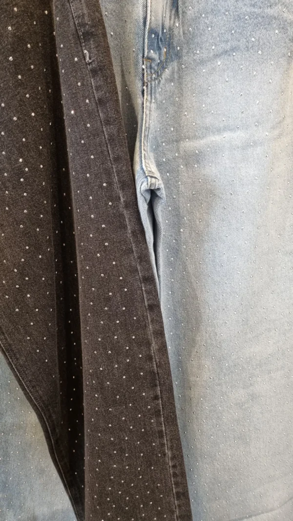 Jean Negro Wide Leg con Brillo - Imagen 2